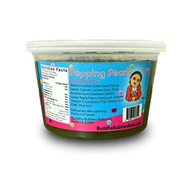 Premium Popping/Bursting Boba Pearls/Boba Bombs/Dessert Topping by Buddha Bubbles Boba (Green Apple Popping Pearls)
