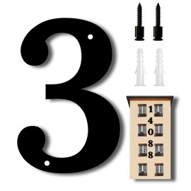 10.6 Inch Metal Floating Large House Numbers, Outside Black Modern House Numbers Anti-Rust Weather-Resistant 3D Metal House Number Decorative Address Signs Decor for Door Garden Mailbox