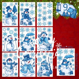 Lanito Christmas Stickers, Static Stickers, 77 pcs, Christmas Decoration, Window Stickers, Snowman Stickers, Waterproof, Removable, Stainless, Store Decoration, Room, Window, Decoration