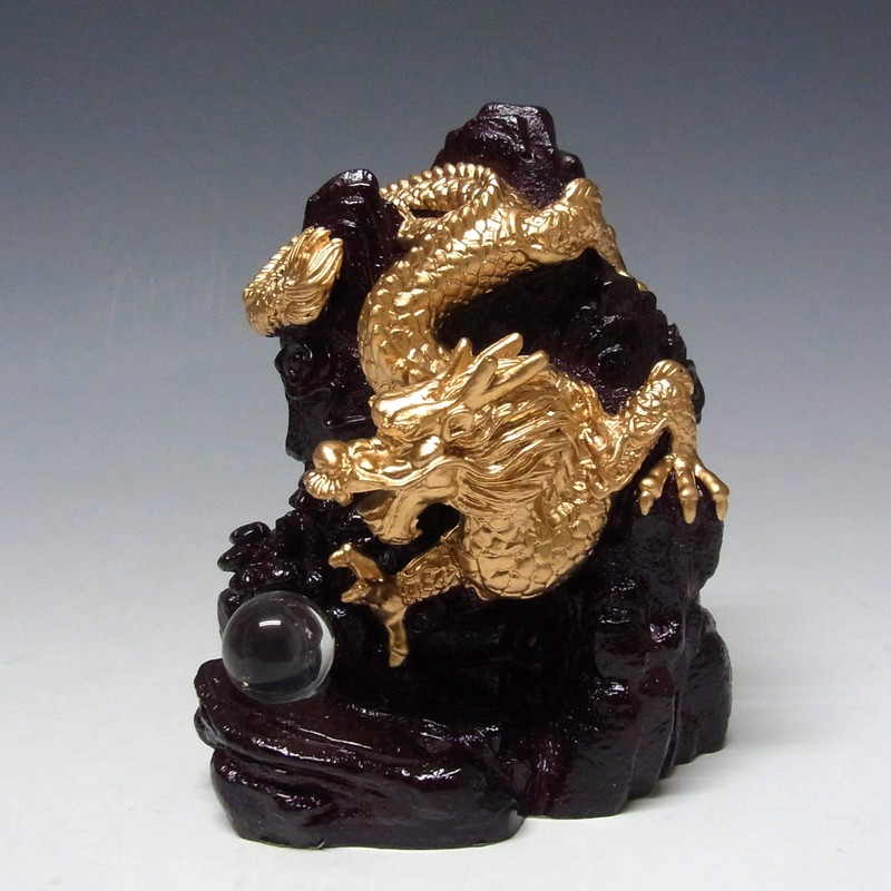 風水山水龍 金龍下山（小）13cm 置物