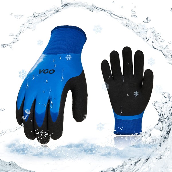 Vgo... Thermal Waterproof Work Gloves Winter Palm Latex for Freezer