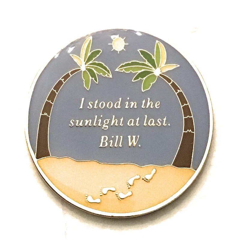 4 Year AA, Alcoholics Anonymous Beach Medallion, Chip, Token, Blue,