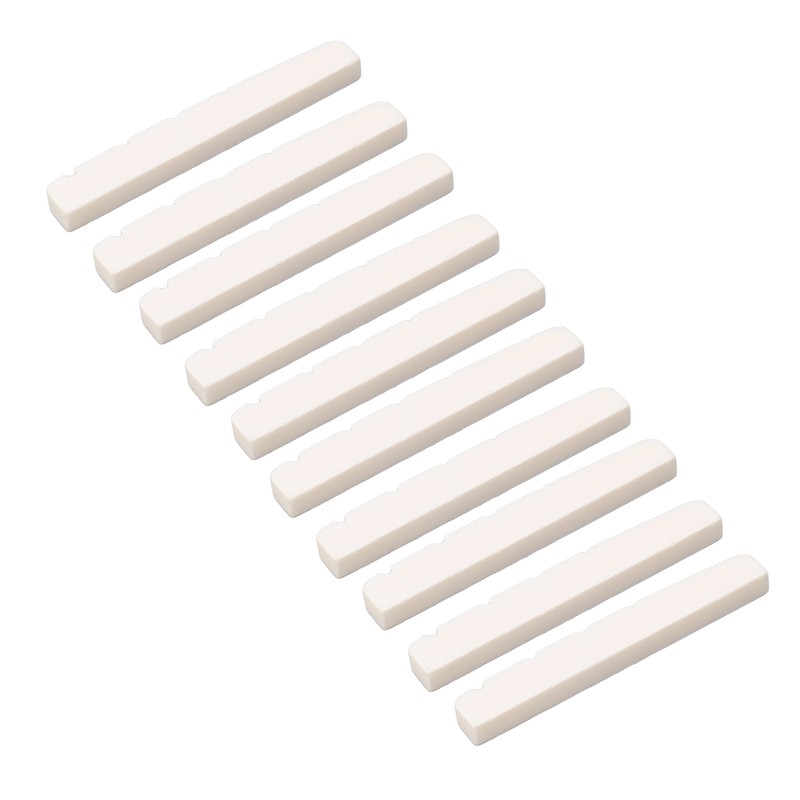 10Pcs Guitar Slotted Bone Nut Flat Bottom 6 String Electric