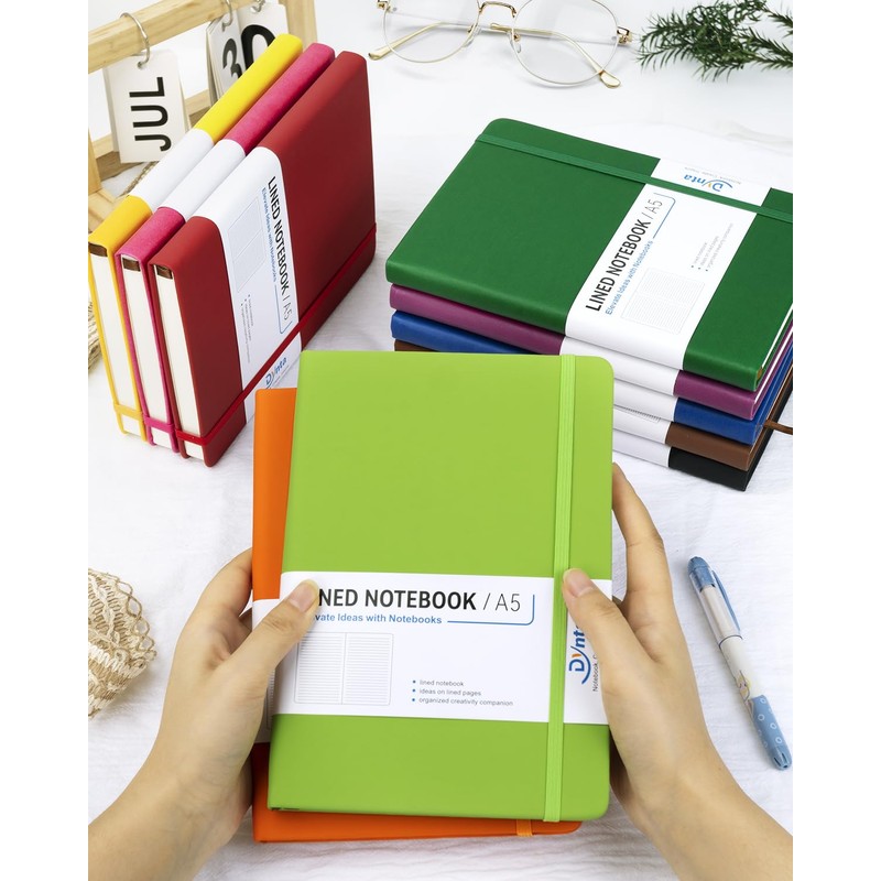 Dynta Hardcover Journal Notebooks, 10 Packs A5 Lined Journals Bulk