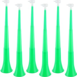 Cagemoga 6 Pieces Collapsible Stadium Horn 24 Inch Plastic Trumpet Horn Stadium Horn Noise Maker for Sporting Events Sports Themed Party Supplies (Green)