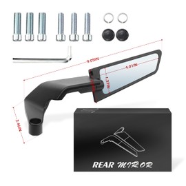 Modified Motorcycle Mirrors, 360° Rotatable Motorcycle rearview mirror with Aerodynamic Design Stealth Wind Wing Side Mirrors- Fits Kawasaki Z400 Z650 Z1000 Duke 125 200 250 790 etc (Small)