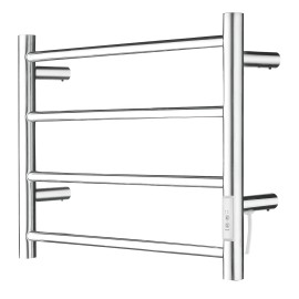 Premium Energy Efficient Warmth 4 Bar Wall Mounted Electric Heated Towel Rack for Modern Bathroom DesignColor: Silver