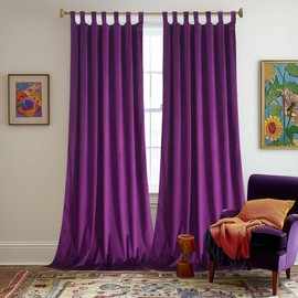 gisewood Velvet Curtains 96 inches - Purple Room Darkening Velvet Curtains Drapes with Tab Top Light Blocking for Living Room, 52Wx 96L, 2 Panels