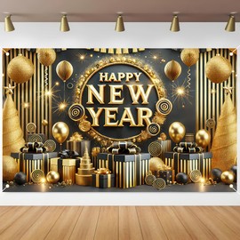 BlissYard Happy New Year Banner 71x43 Inch Happy New Years Backdrop New Year Banner for New Year Eve Party Decorations Photo Backdrop 2025 New Years Eve Party Supplies New year Party Decorations