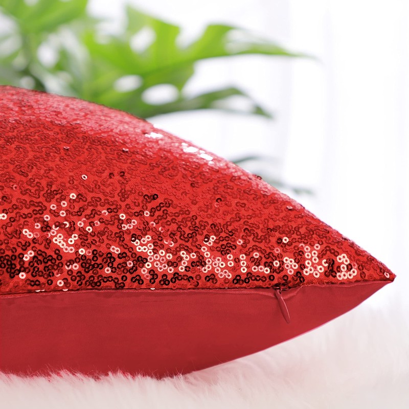 sourcing map 2 Pcs Sequin Throw Pillow Covers, Shiny Sparkling