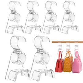 Purse Hanger for Closet 6Pcs，Famitree New Luxury Acrylic Purse Bag Hanger Closet, Handbag Organizer Hooks for Hanging Bags & Purses, Protecting Bag Shape & Organizing Space (Clear)