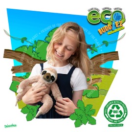 EcoBuddiez - Sloth from Deluxebase. Medium 20cm Soft Plush Animals made from Recycled Plastic Bottles. Eco-Friendly Cuddly Gift for Kids and Cute Stuffed Animal Toy for Toddlers.