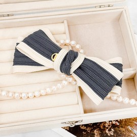 Burnaby deep gray knit ribbon hairpin pin option / 버나비 딥그레이 니트 리본 헤어핀 핀옵션
