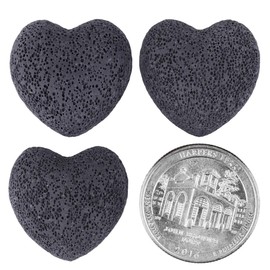 rockcloud Black Lava Rock Stone Heart Shape Pocket Stones Dyed Lava Rocks Aromatherapy Essential Oil Diffuser Set, 0.9 Inch, 10 Pcs
