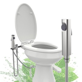 Terapaton RV Bidet Sprayer with Stainless Steel Holster, Side-Mounted Handheld Bidet with 47" Hose, Sprayer, RV Fitting, Shut-Off Handle, For RV, Motorhomes, Travel Trailers & Campers Toilet