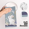 Siilues Easter Kitchen Towels, Blue Floral Bunny Happy Easter Dish
