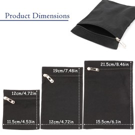 Sew-in Side Pocket with Zipper, 3 Pack Coat Inside Pockets,Travel Security Pocket Hidden Wallet Secure Side Pocket for Mastectomy Recovery, Pockets for Clothing Including Coats,Sweatshirts, 3 Sizes