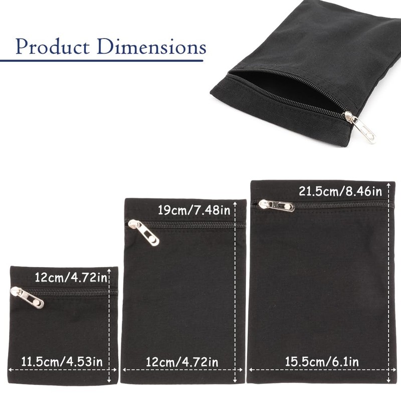 Sew-in Side Pocket with Zipper, 3 Pack Coat Inside Pockets,Travel