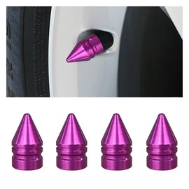 4PCS Conical Car Tire Valve Caps, Aluminum Alloy Tire Valve Stem Covers, Corrosion Resistant Car Rim Dust Caps, Universal Tire Trim Accessories for Trucks, SUVs and Motorcycles (Purple)