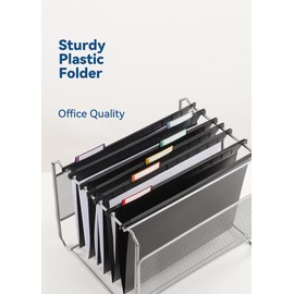 SortRax Plastic Hanging File Folders, Letter Size, 12 Pack Hanging Folders, with Insertable 1/5-Cut Tabs for Filing Cabinets - Black