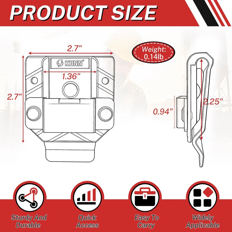 KUNN Tape Measure Holder for Belt Universal Clip Fits Wide