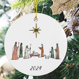 Nativity Christmas Ornament Christmas Holiday Religious Ornament Christmas Ceramic Gift Oh Come Let Us Adore Him Christmas Ornament Gift Meaningful Christmas Gift (Nativity)