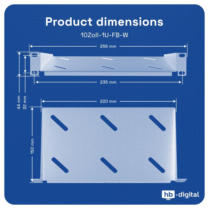 hb-digital 10 Inch Shelf 1U for Network Cabinet Server Cabinet