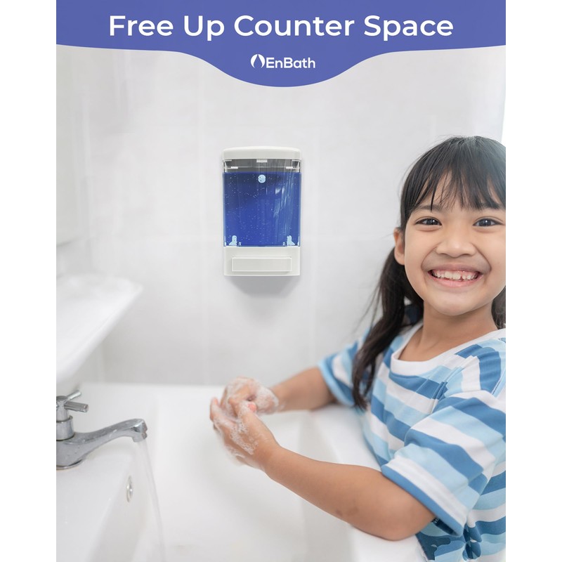 Wall Mount Soap Dispenser for Bathroom (2-Pack White), Commercial Hand