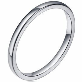 JUDE 2MM Tungsten Carbide Stackable Ring Plain Wedding Band (Silver, T)