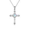 MUUYON Cross Necklace Moonstone Faith Pendant for Women 925 Sterling