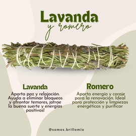 Set de Sahumerio Atado + Cuarzo + Palo Santo | Atado de Hierbas para sahumar, rituales, Limpieza energetica, Incienso (Romero y Lavanda)