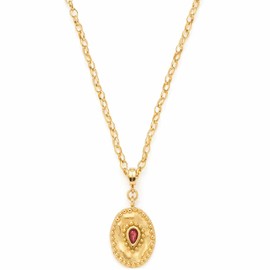 JEWELS BY LEONARDO Rubi 023216 Anchor Chain Necklace Gold-Coloured Stainless Steel Pendant with Teardrop Pink Glass Crystal 45-50 cm Length Jewellery Gift Anniversary Women, Stainless Steel, No