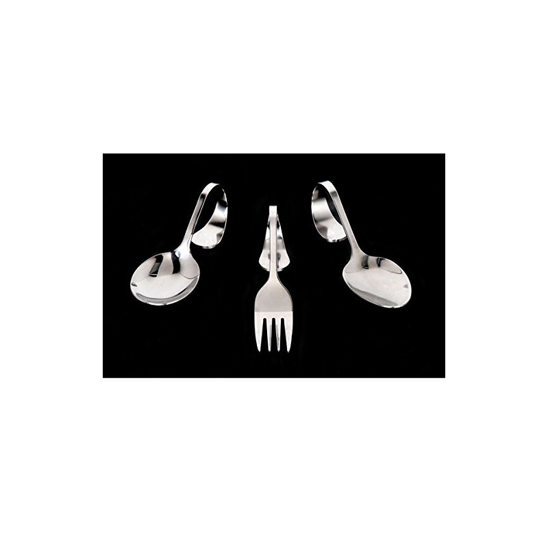 Bluelover Stainless Steel Curved Handle Spoon Fork Cutlery Tableware Ellipse