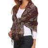 Sakkas CHS1810 Ontario Doppelschicht Blumen Pashmina/Schal/Wrap/Stola mit Fransen - 2-braun