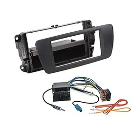 1 DIN Radio Installation Kit Fascia Radio Connection Cable Antenna Adaptor for Seat Ibiza 6J 6JN Nitblack
