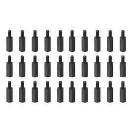 YOKIVE Pack of 30 M2.5 Spacers Screws Nylon Hexagonal PCB Spacers with High Insulation Effect Keep Height Constant Perfect for Board (Black 10 mm + 6 mm)