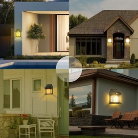 6 Pack Solar Wall Lights Outdoor Garden, Solar Vintage Wall Lanterns Motion Sensor, IP65 Waterproof Security Lights Outside PIR Motion for Front Porch Balcony Patio Garage Fence Yard (Black, 6 PACK)