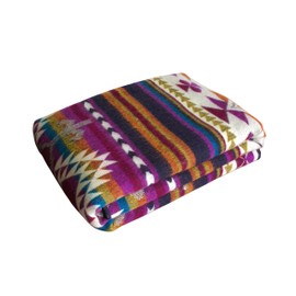 Alpaca Wool Blanket—Multicolor Western Ranch—58" x 45"—Cozy, Plush, Reversible, Soft—Fair Trade—Andes Elegante—Pet Friendly Too!