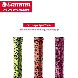 Gamma Grip Overgrip Neon Safari 3 Pack of Zebra, Leopard, Tiger, Multicoloured , One Size, Anapo