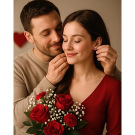 Birthstone Earrings Stud for Women: 925 Sterling Silver Butterfly Earrings Hypoallergenic Red Ruby Stud Cute Jewelry Birthday Gift for Daughter Mom Lover Christmas Anniversary Daily Wear -July Ruby