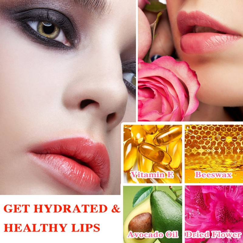 2 Pack Crystal Flower Jelly Lipstick,PH Magic Temperature Color Change