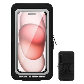 SensaBliss Running Smartphone Armband, Mobile Holder for Both Wrists and Forearms, Wireless Earphones, Waterproof, Sweat Proof, Lightweight, Night Reflective, Touch Control, Compatible with 6.8 Inches