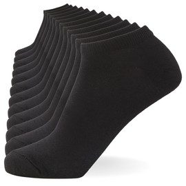 FM London Plain Trainer Socks Calcetines de entrenamiento Pacco da 12 Unisex-Adulto, Nero, 43-46