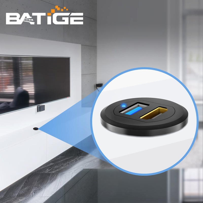 BATIGE USB 3.0 HDMI Car Mount Flush USB Port Cable,