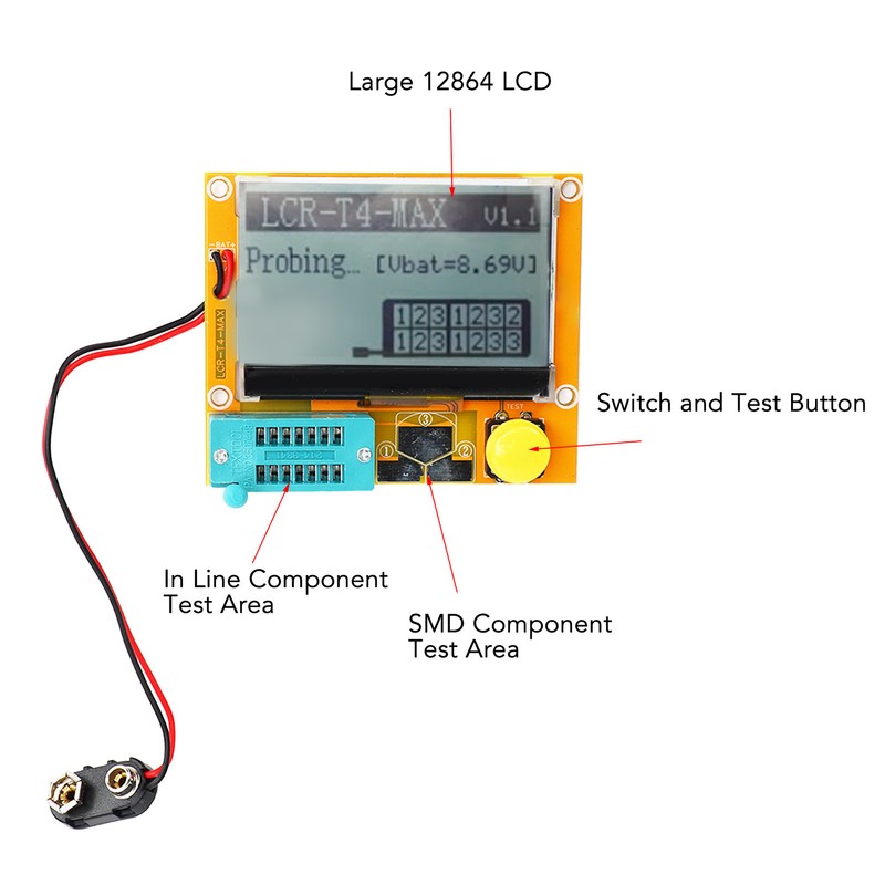 Transistor Tester Diode Triode Capacitor Meter Graphic Display for Electronics