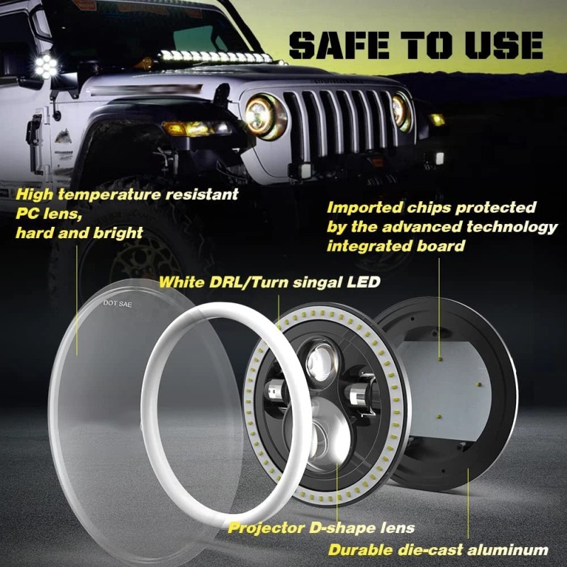 Unbranded Pair For Suzuki Samurai SJ410 DOT 7"inch LED Round