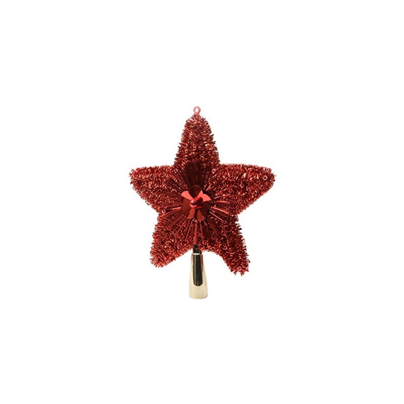 Kaemingk Tree Top Star Christmas Red Lametta