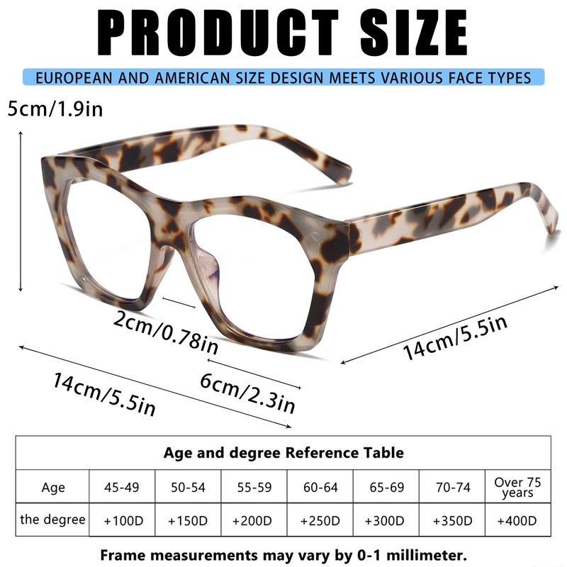 Viseng 3 Pack Oversized Frame Design Women's Reading Glasses, Blue