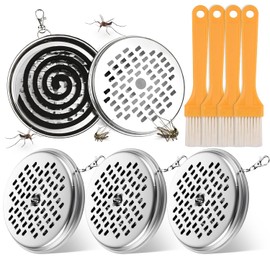 4 Stück Moskito Spulenhalter Mückenspirale Halter Portable Mückenspirale Behälter Mückenspirale Behälter mit 4 Bürsten für Zuhause Schlafzimmer Wohnzimmer Garten Camping
