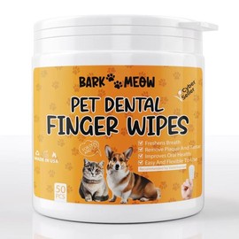 cyber seller Bark Meow Cat and Dog Teeth Cleaning Wipes – 50Pcs Natural Ingredients Dog Dental Wipes – Cat Teeth Cleaning Dog Grooming Supplies – Removes Plaque and Freshens Breath